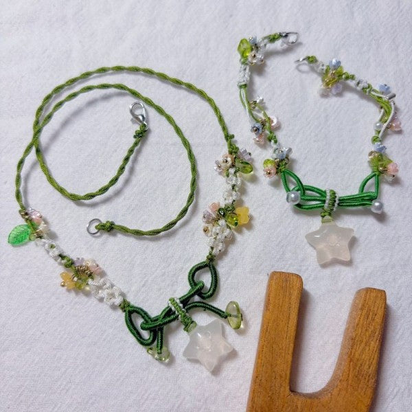 Mint Clear Woven Fiber Jewelry Set | A Gentle Spark of Calm & Joy