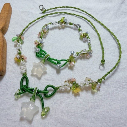 Mint Clear Woven Fiber Jewelry Set