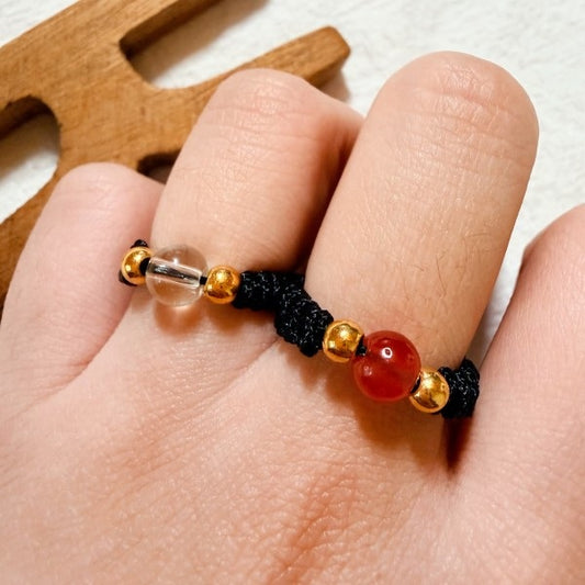 Heart Bean Handwoven Ring Set 2PCS