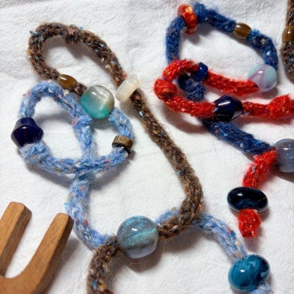 Warm Accent Sweater Chain Necklace | Handwoven Beaded Layering Jewelry