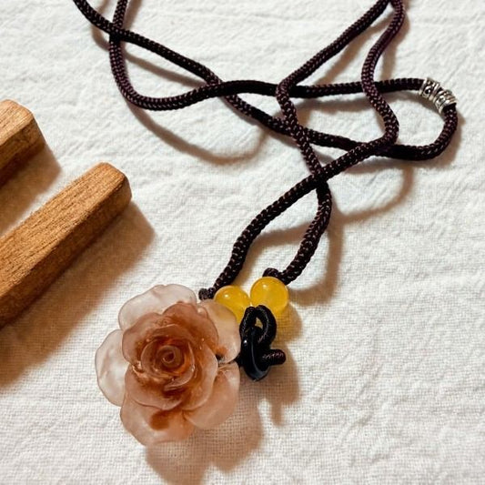 Camellia Bloom Handwoven Necklace