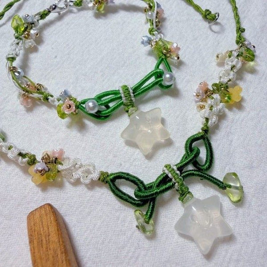 Mint Clear Woven Fiber Jewelry Set