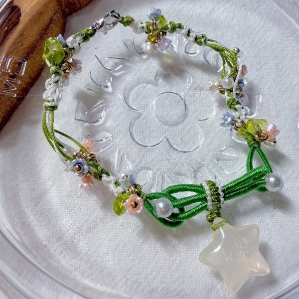 Mint Clear Woven Fiber Jewelry Set