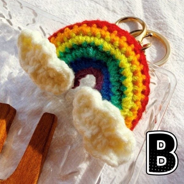 Rainbow Heart Handcrafted Crochet Keychain