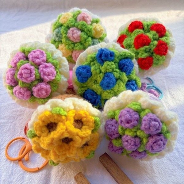 Rose Bouquet Handcrafted Crochet Keychain
