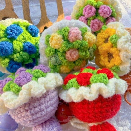 Rose Bouquet Handcrafted Crochet Keychain