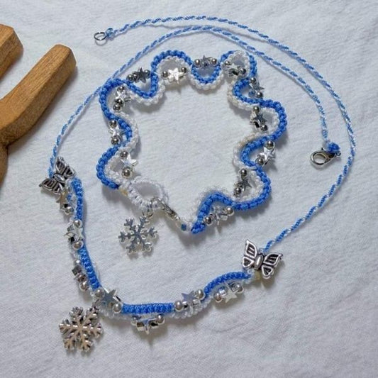 Snowlit Star Woven Fiber Jewelry Set