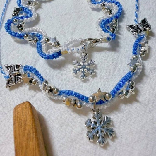 Snowlit Star Woven Fiber Jewelry Set