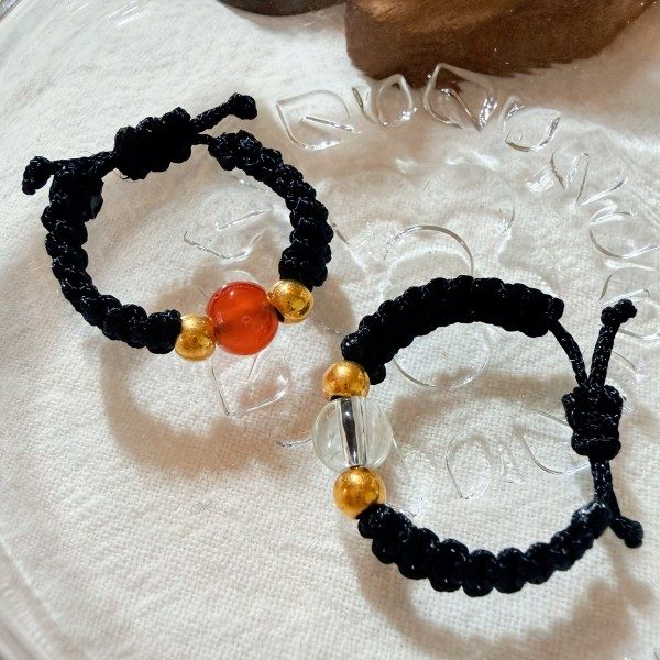 Heart Bean Handwoven Ring Set 2PCS