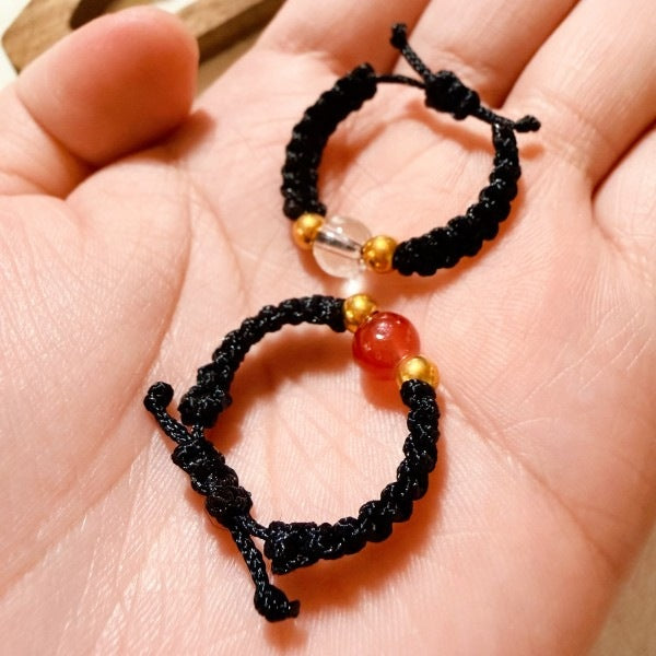 Heart Bean Handwoven Ring Set 2PCS