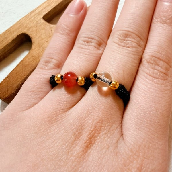 Heart Bean Handwoven Ring Set 2PCS