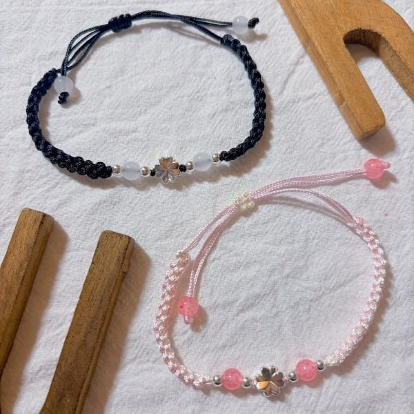 Lucky Clover Handwoven Bracelet Set 2PCS