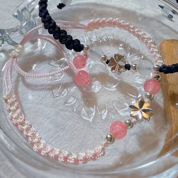 Lucky Clover Handwoven Bracelet Set 2PCS